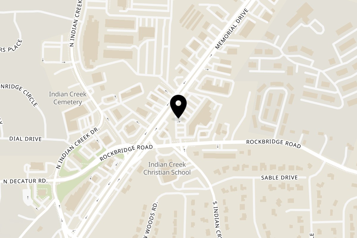 Map showing the location of Arhiboo Shawarma on 4865 Memorial Dr D in Stone Mountain
